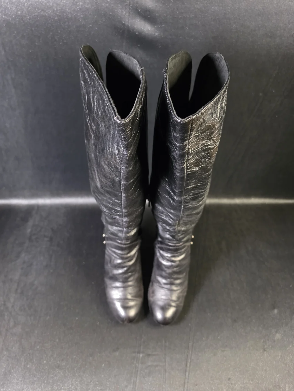 Nine West Womens Size 8 M Black Leather Knee High Boots High Heel Tall Boots